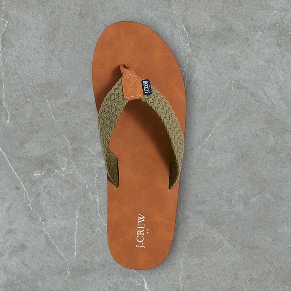🆕Mens | J.Crew Olive Brown Flip Flops - Picture 4 of 15